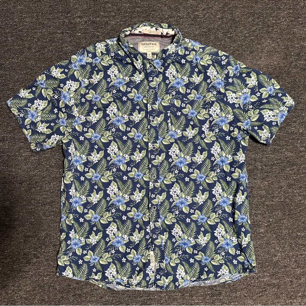Report Collection Navy Floral Men's Shirt